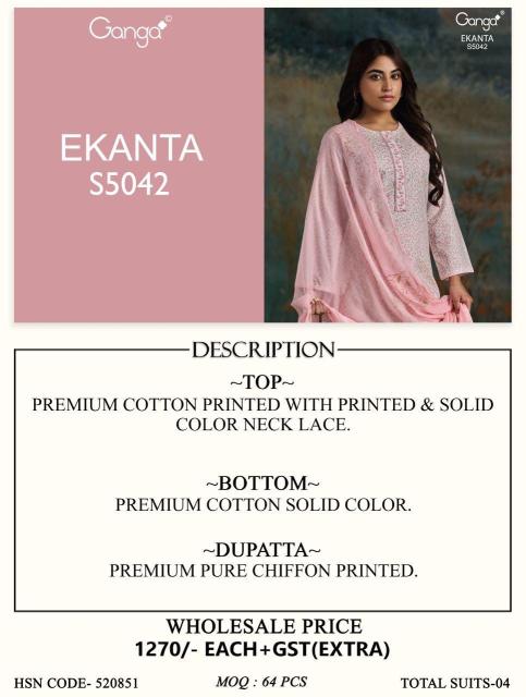 Ganga ekanta 5042 wholesale cotton dress material on amazon